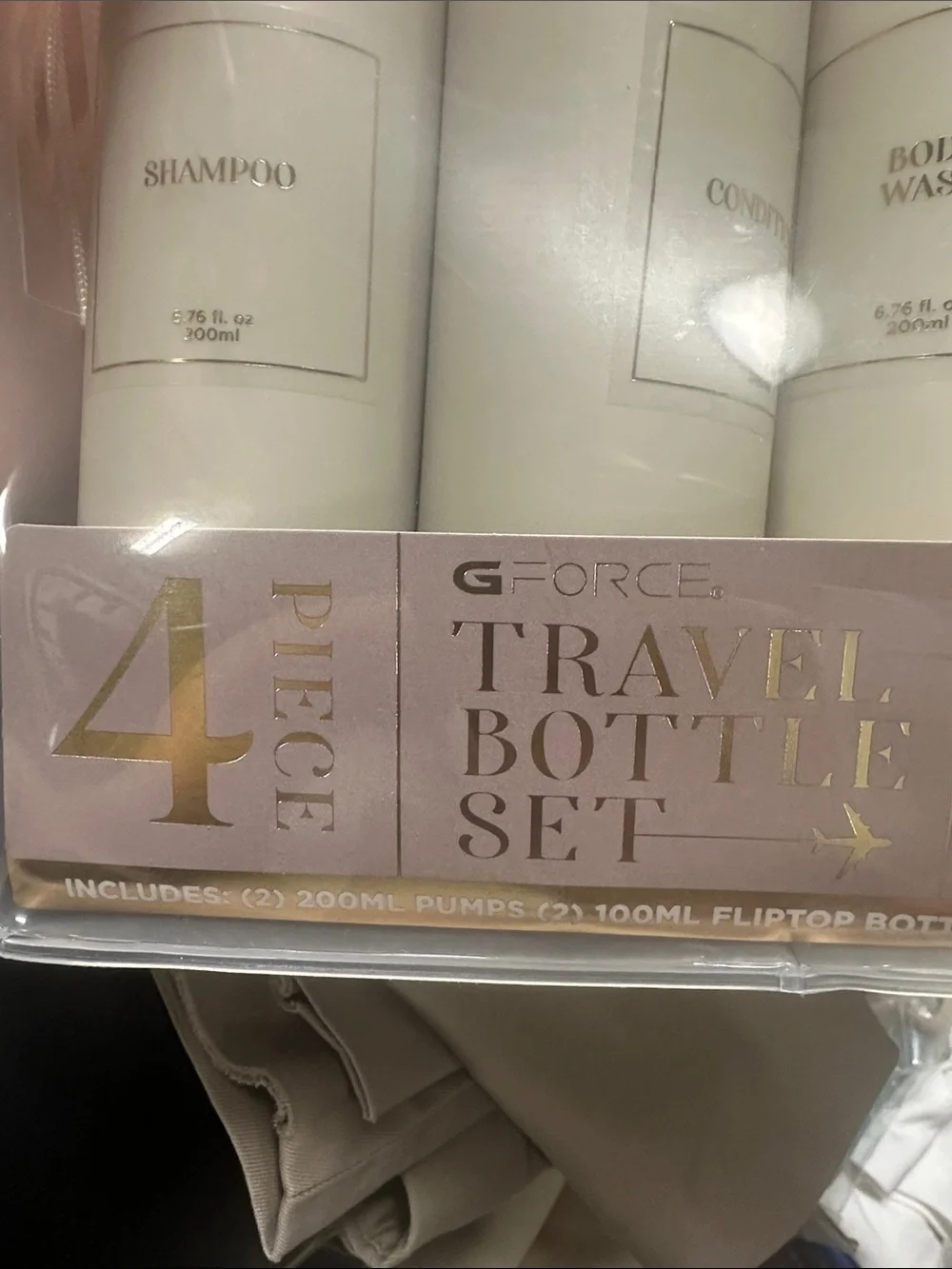 GForce 4-Piece Travel Bottle Set in Neutral
